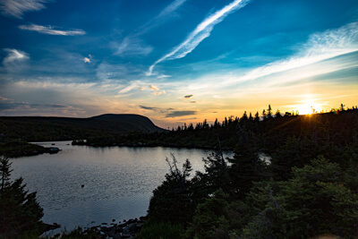 Sunset overlooking Mont Xalibu at the Tetras hut during the Mcgerrigle crossing 2 days hike in the Gaspesie National Park